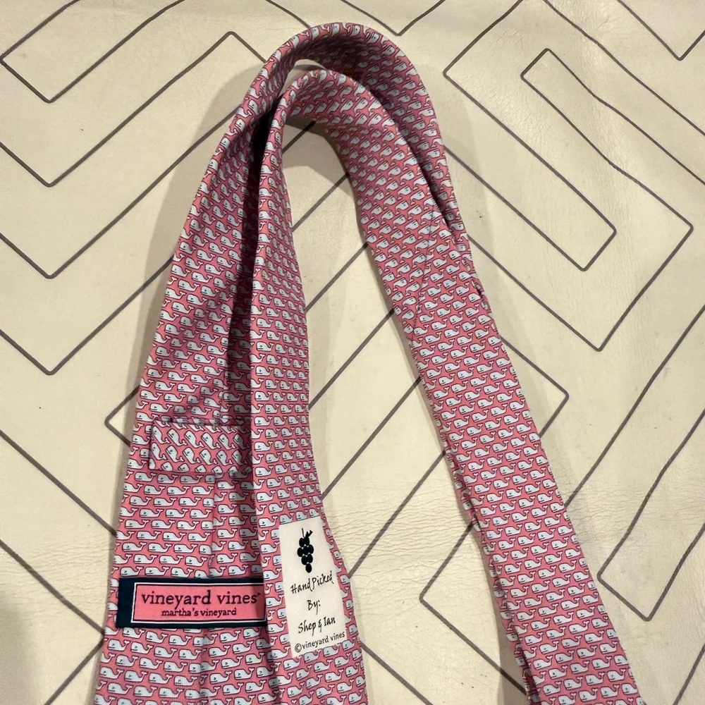 Vineyard Vines Pink Whale Silk Tie